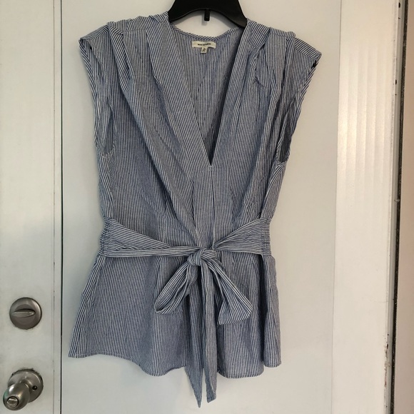 Max Studio Tops - Max Studio  stripe top, elastic waist, tie front